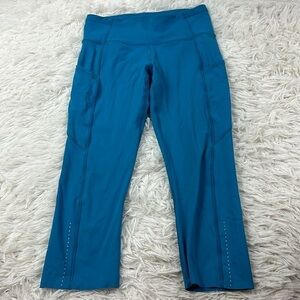 Lululemon Fast & Free Crop II *Nulux 19" Teal Blue